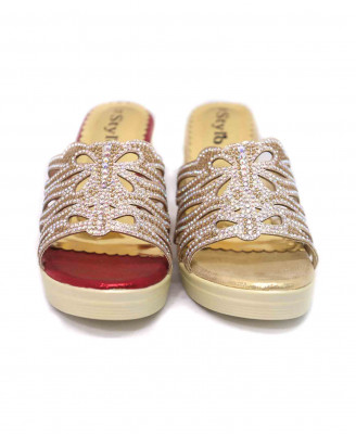 Golden punch stone party heel