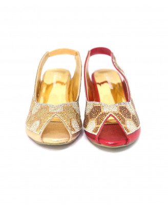 Maroon artificial leather stone dutch heel
