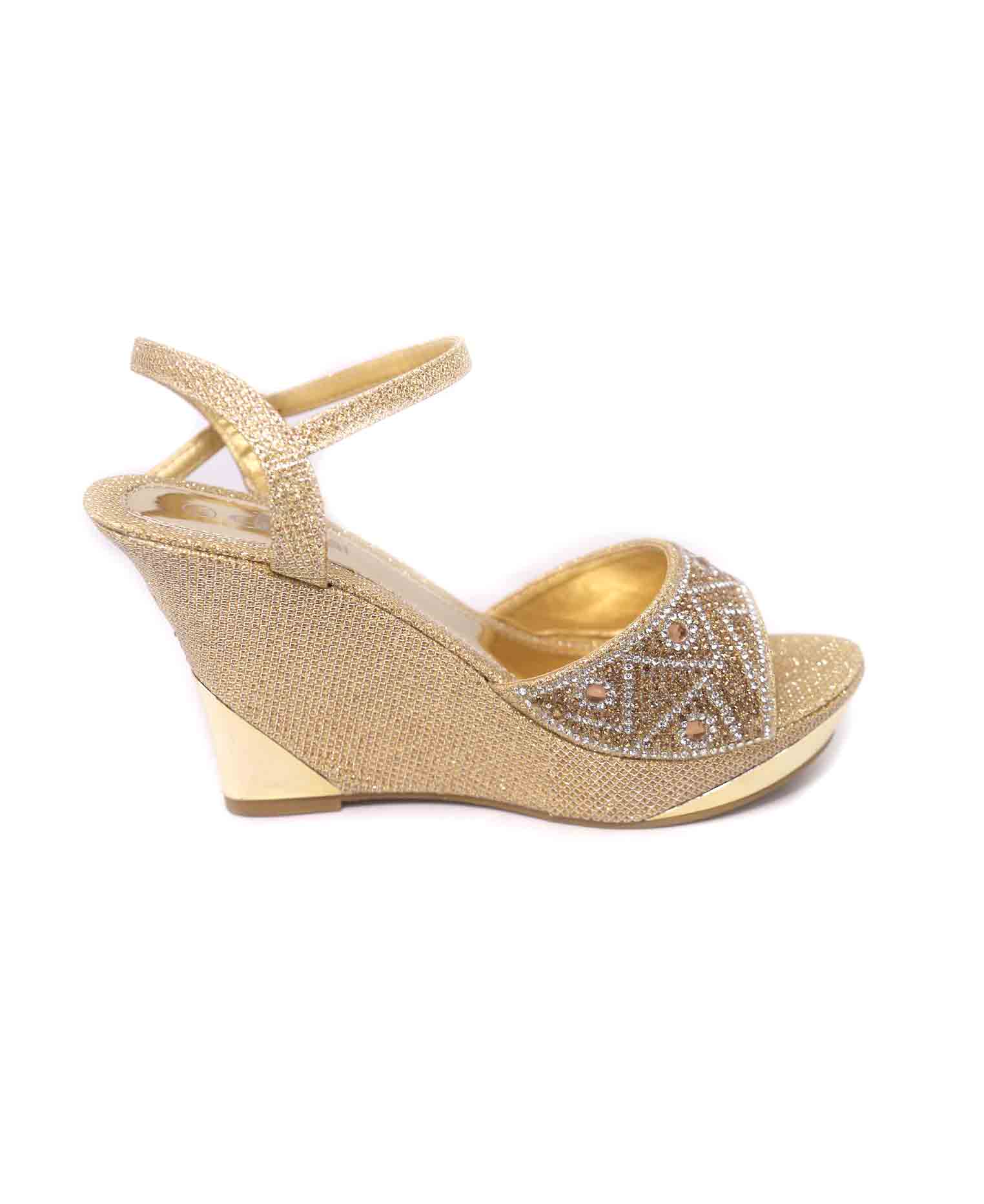 Golden-silver stone party box heel