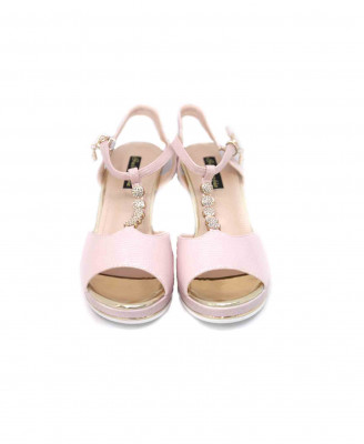 Artificial leather silver stone pencil heel