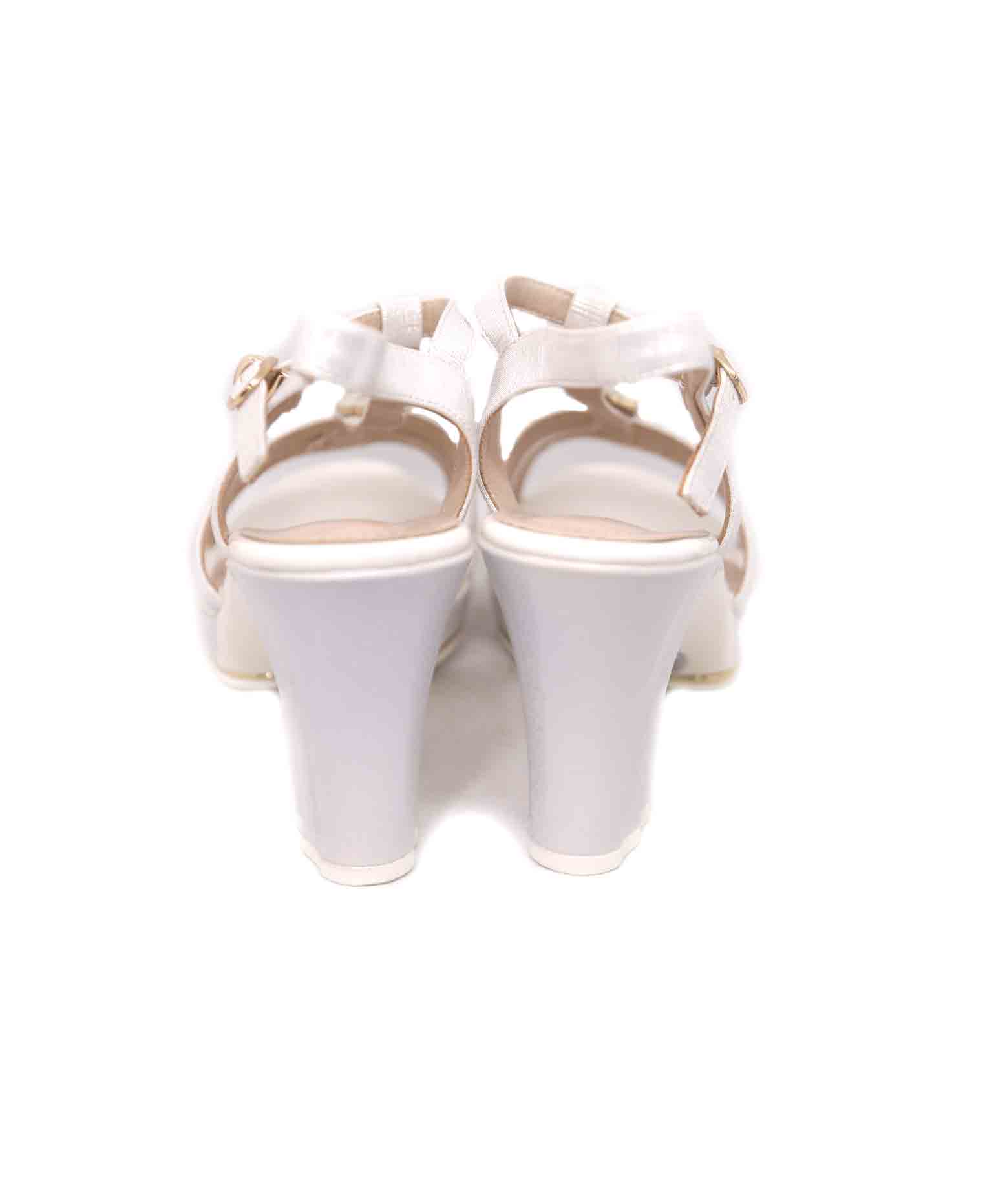 Off white artificial leather stone party heel