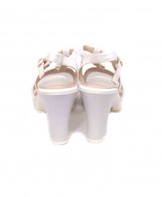 Off white artificial leather stone party heel