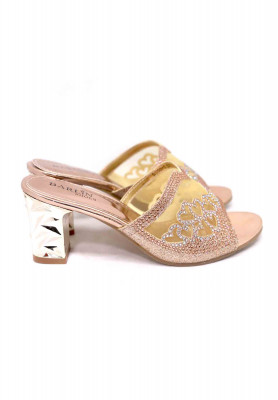 Pink net stone party box heel
