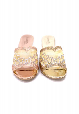 Pink net stone party box heel