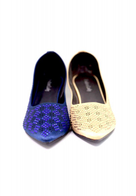 Golden-blue stone party pencil heel