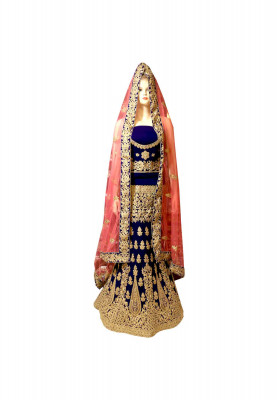 Velvet jori stone wedding lehenga