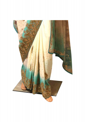 Italian crepe silk zardosi stone saree