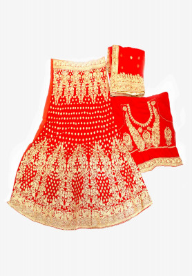 Velvet karchupi work wedding lehenga