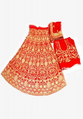 Velvet karchupi double par wedding lehenga