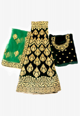 Velvet stone jori work wedding lehenga