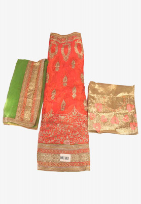 Net jori shuta work party lehenga