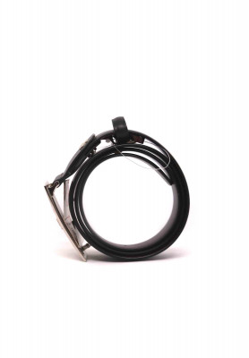 Cheq black leather belt