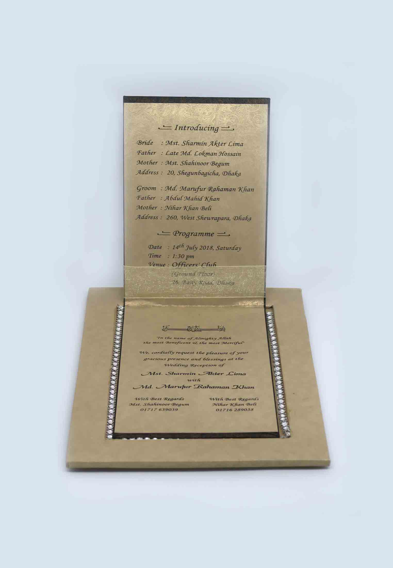 Flip style wedding invitation card