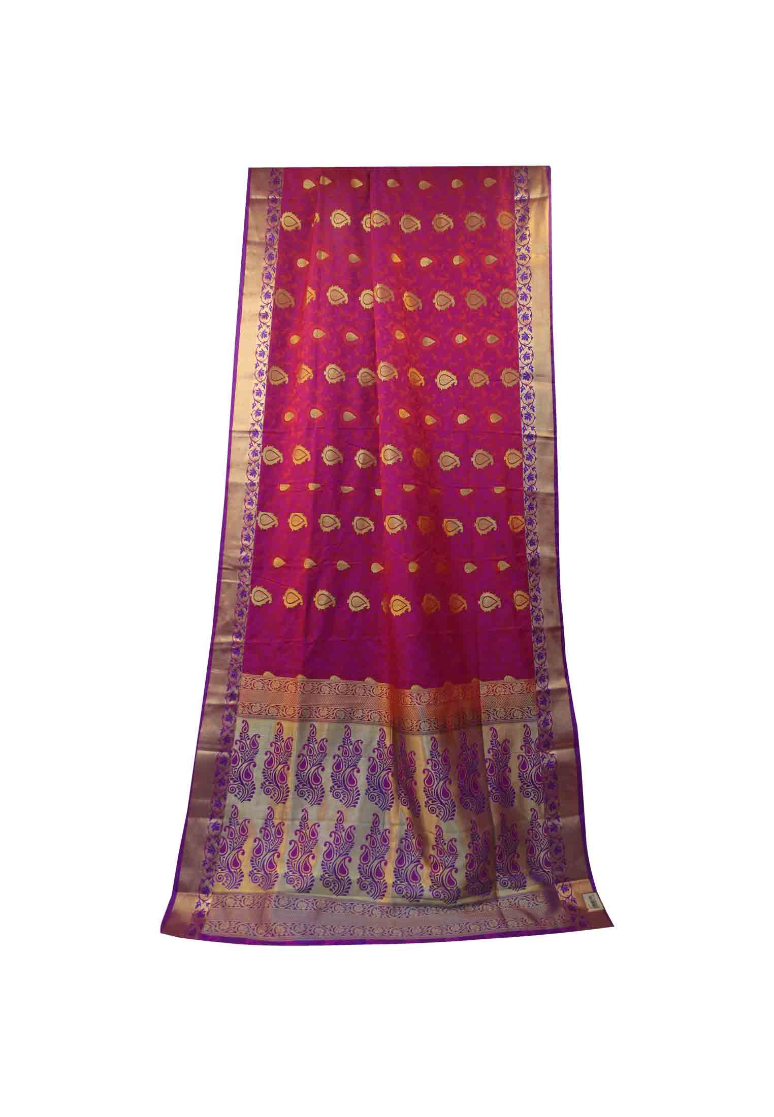 Purple katan jori work saree