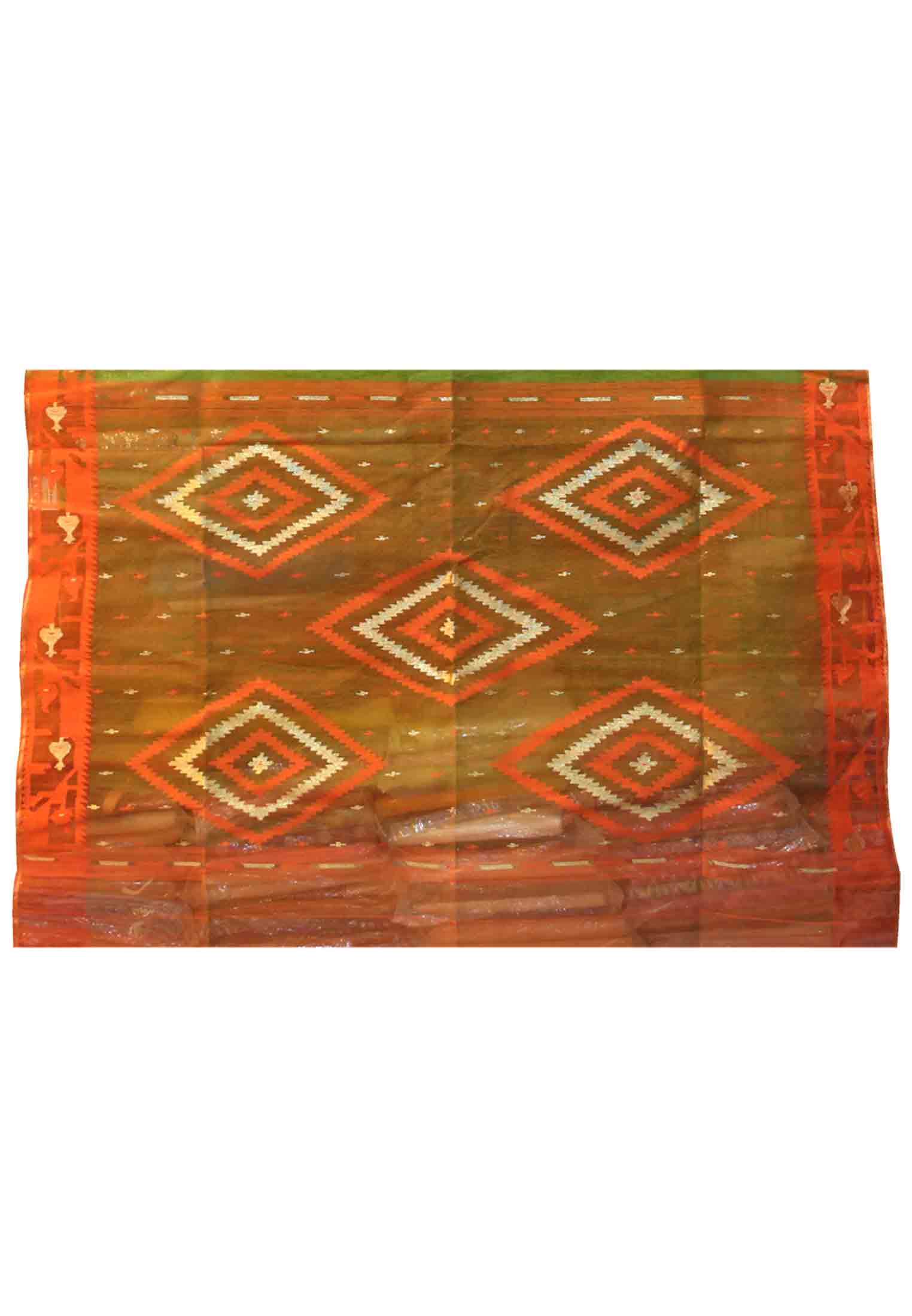 Green thread and jori work jamdani saree