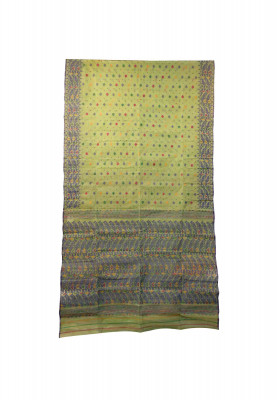 Green all over thread work jamdani saree