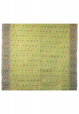 Green all over thread work jamdani saree