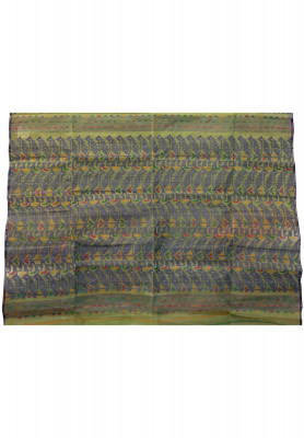 Green all over thread work jamdani saree