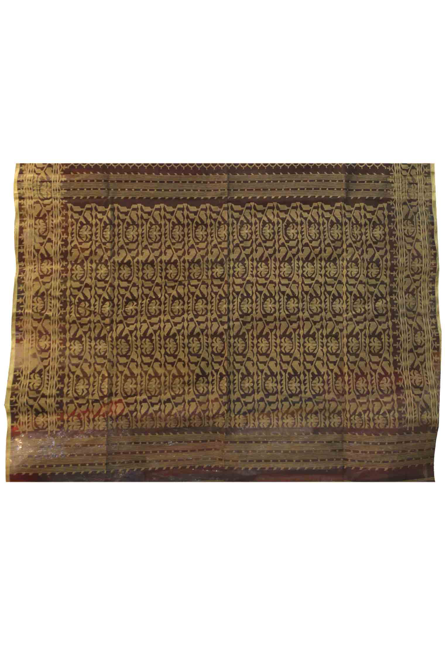 Coffee handmade thread work saree
