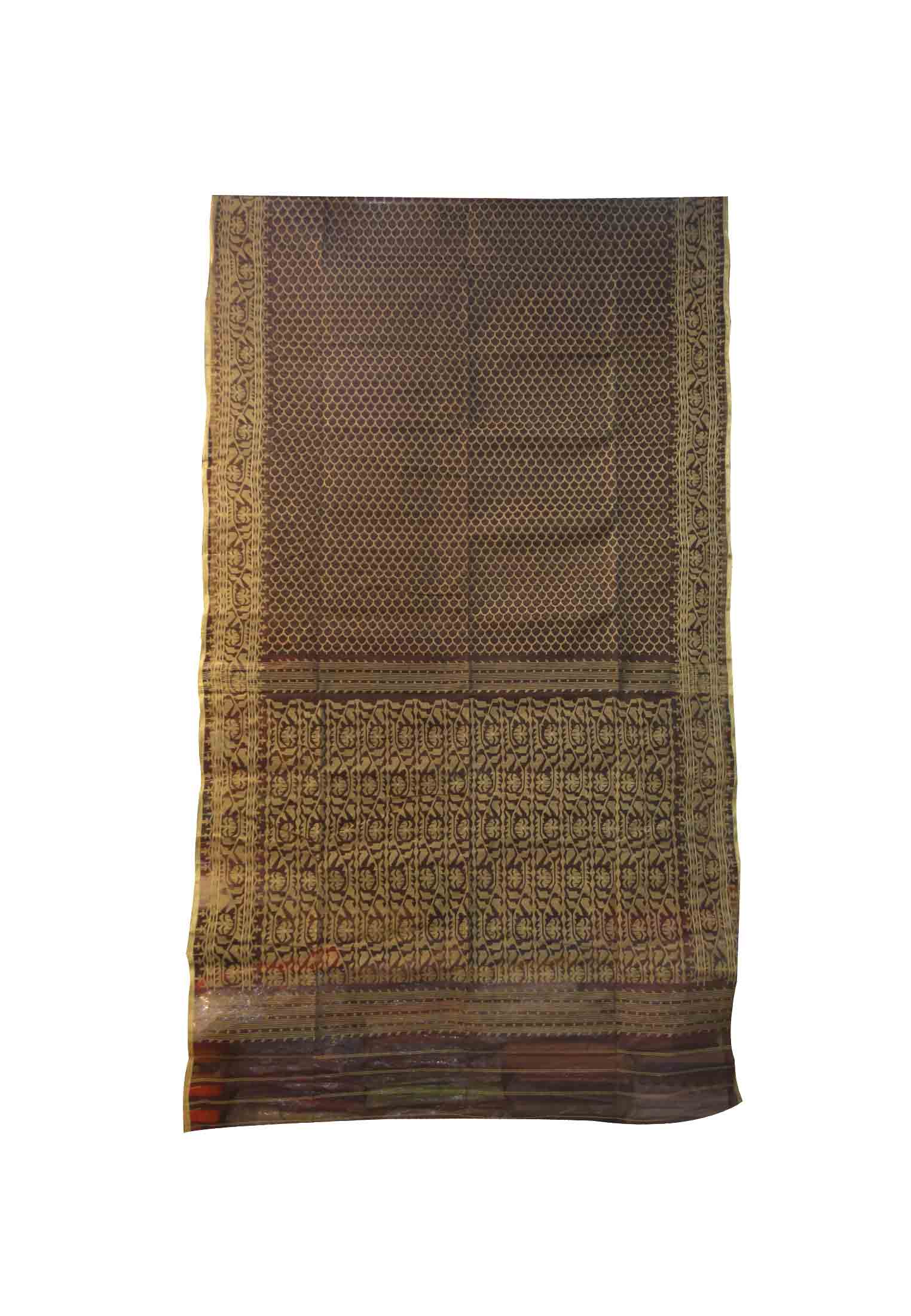 Coffee handmade thread work saree