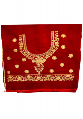 Golden and Red Katan Lehenga