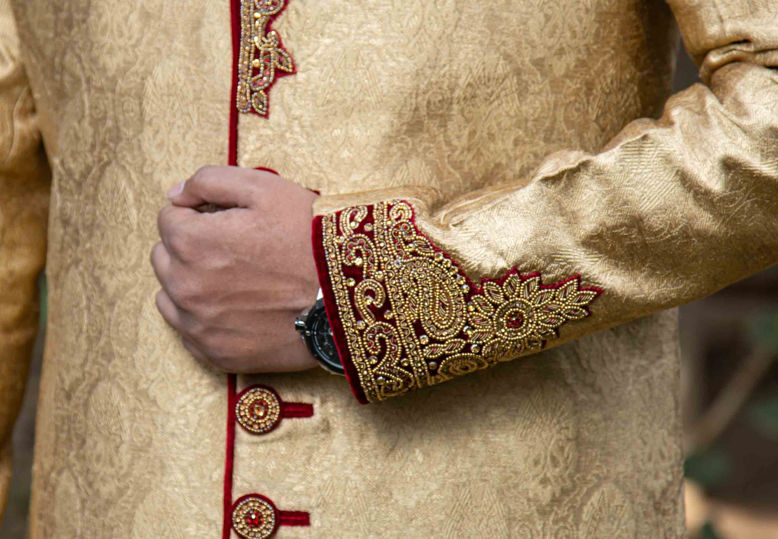 Golden Color Sherwani for Rent