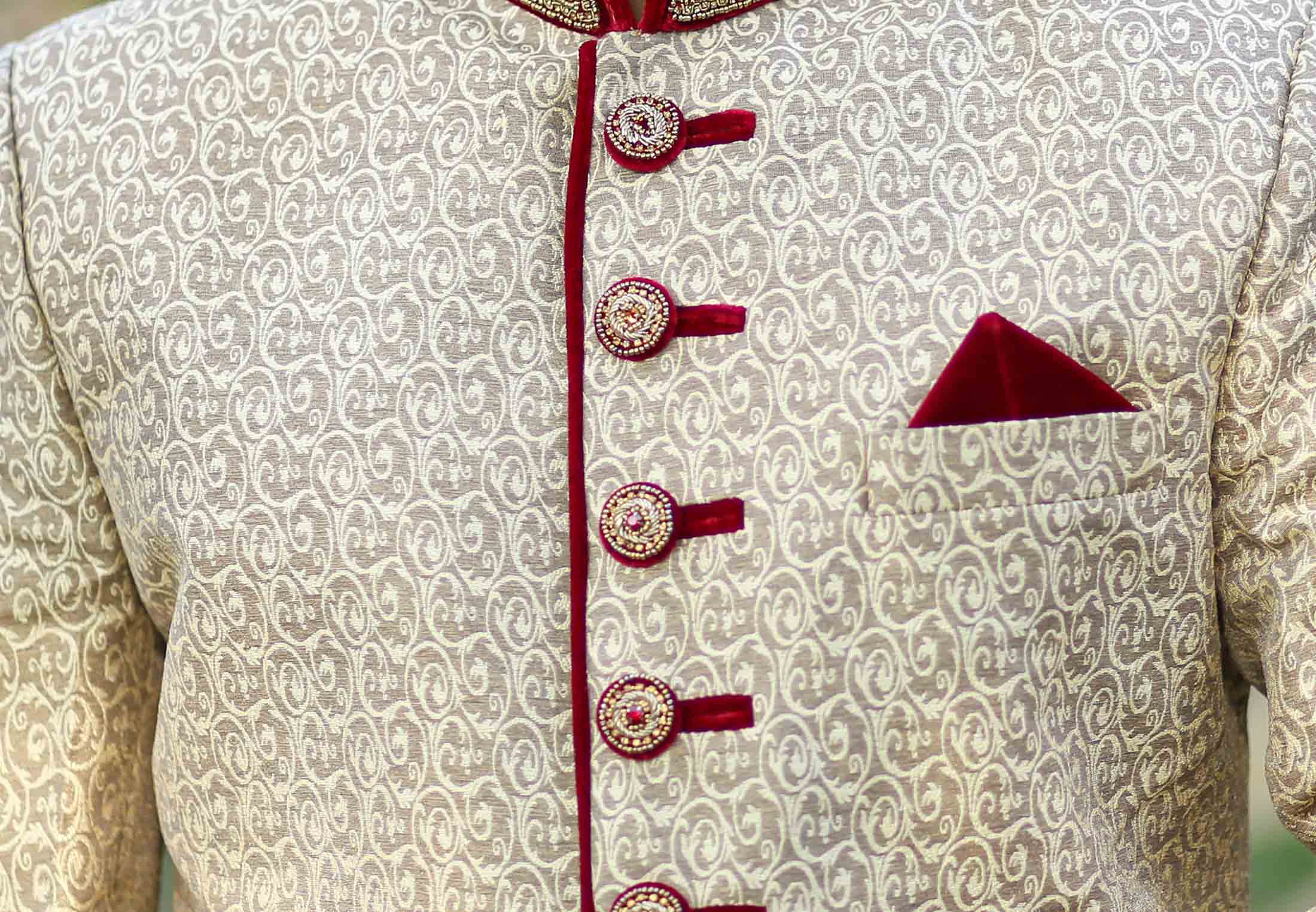 Copper and Silver Shed Sherwani for Rent