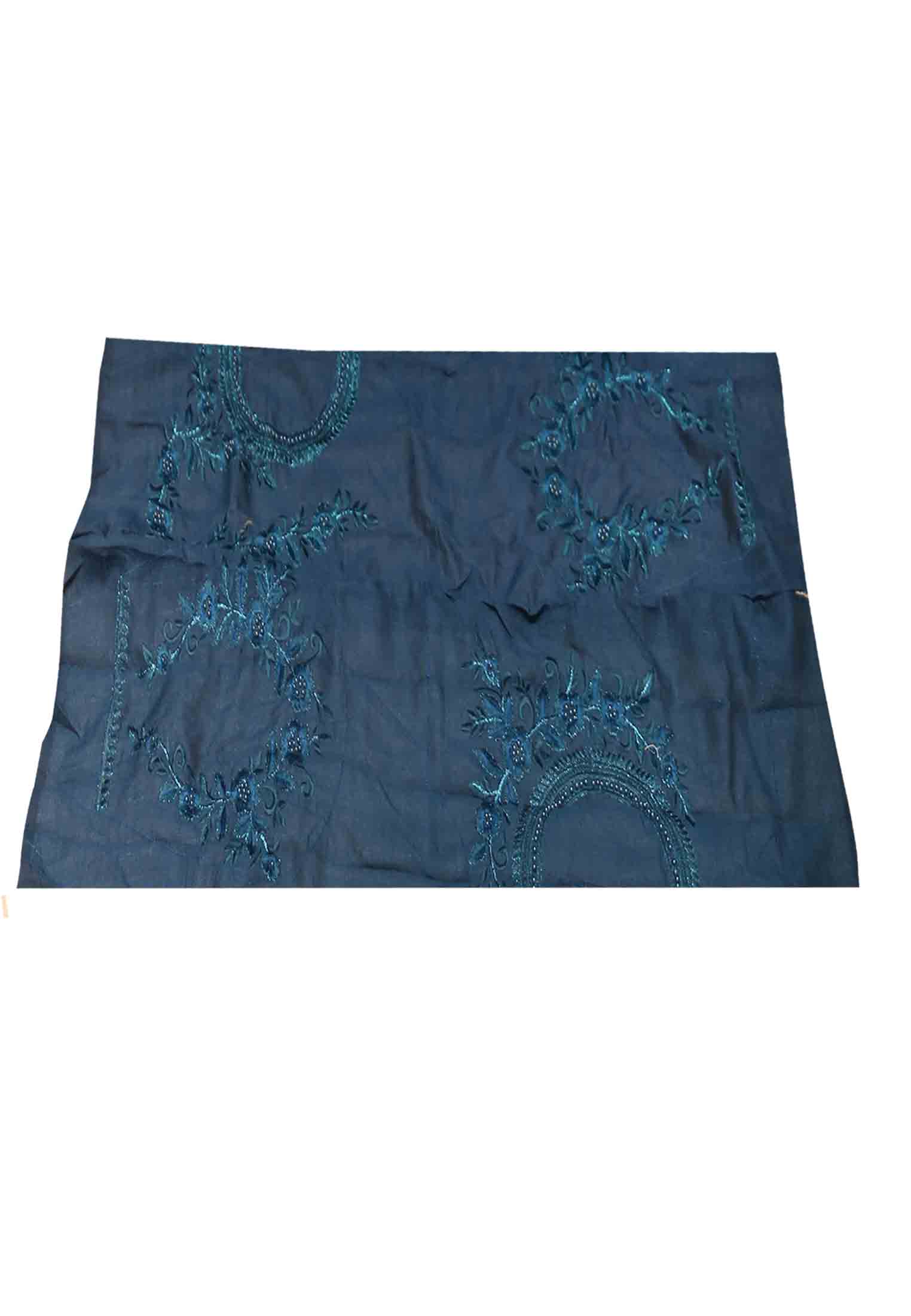 Navy Blue and Sea Green Silk Saree