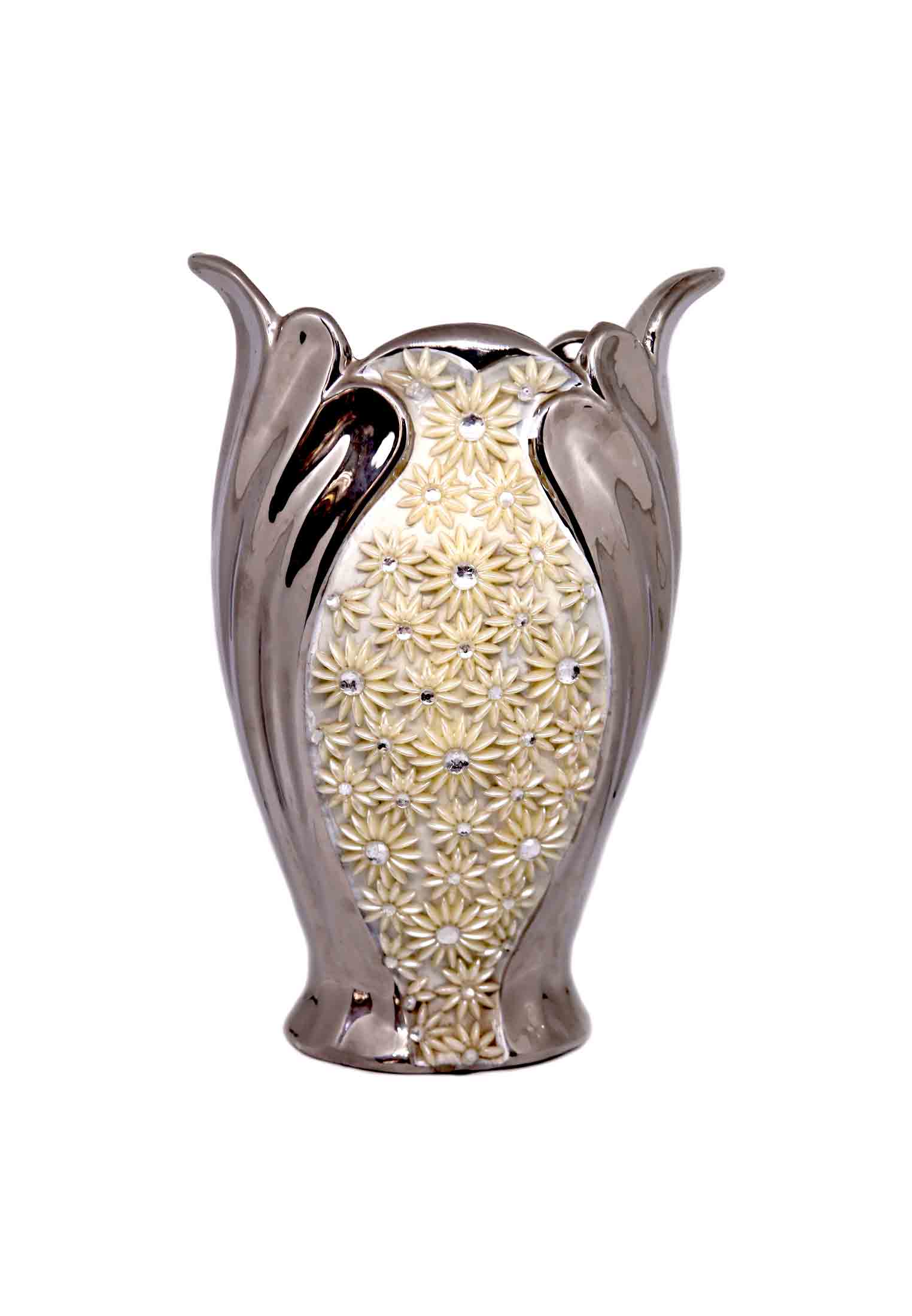 Unique Silver Decorated Flower vase.