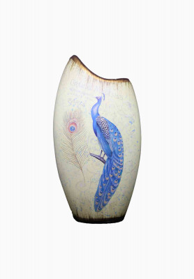 Blue peacock Decorated Flower vase. 