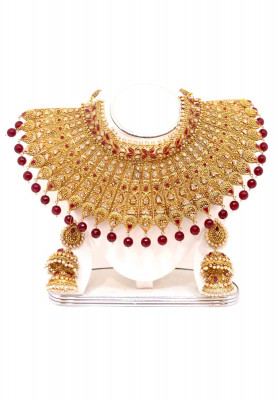 Gold Plated Jarwa Necklace Set