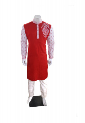 Red Cotton Panjabi
