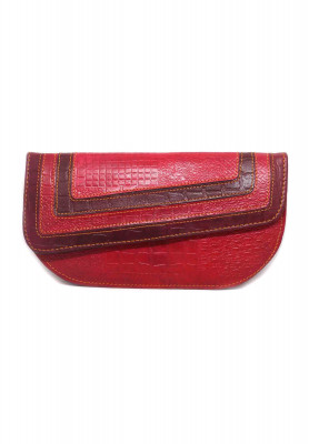 Maroon and Black Leather Purse