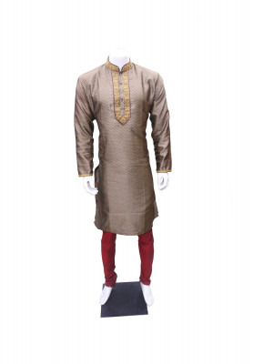 Deep Coffee Colored Silk Panjabi
