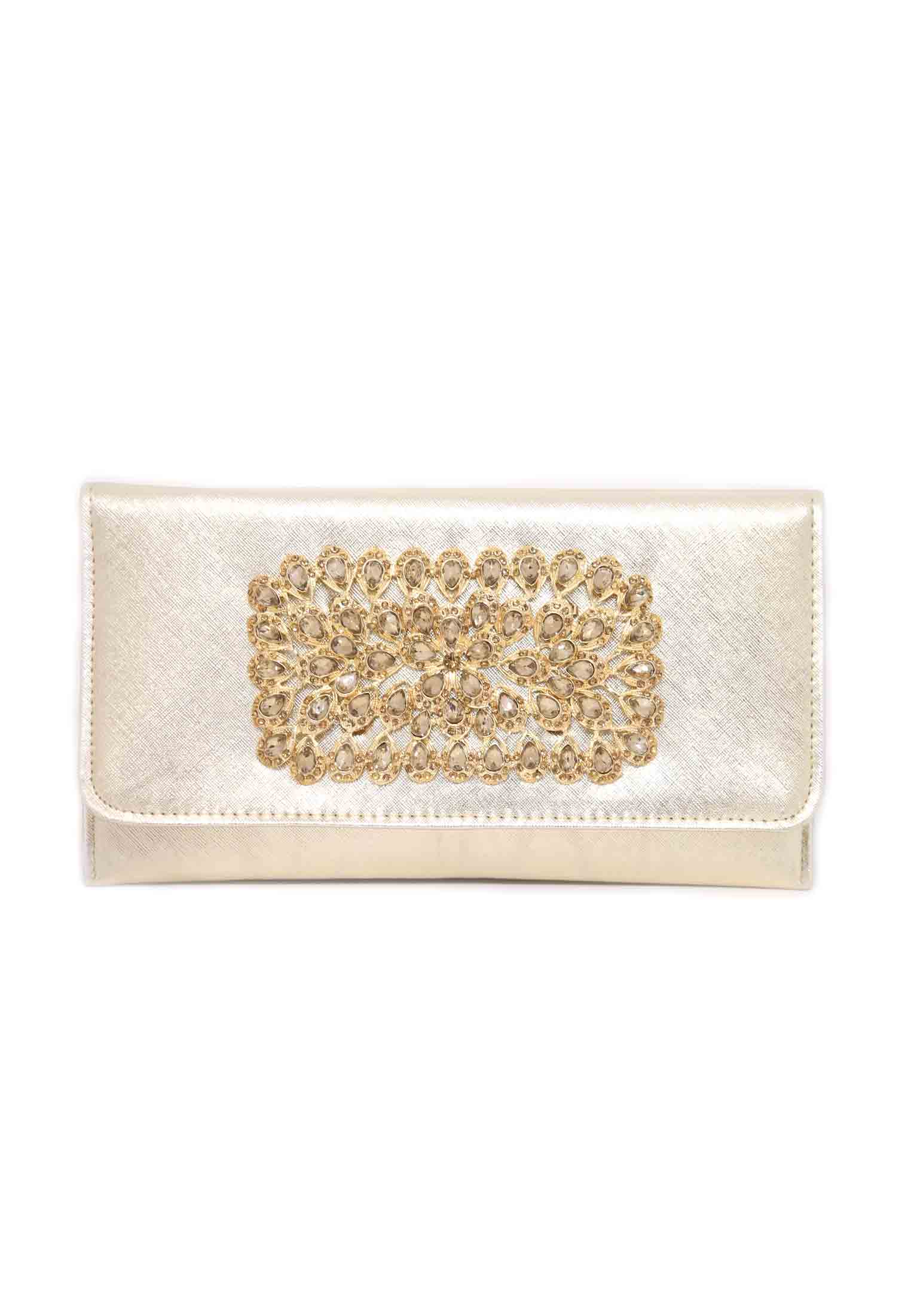 Square Shaped Golden Party Purse