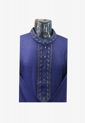 Embroidered Blue Panjabi for Holud