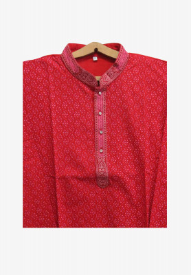 Red Indian Cotton Panjabi