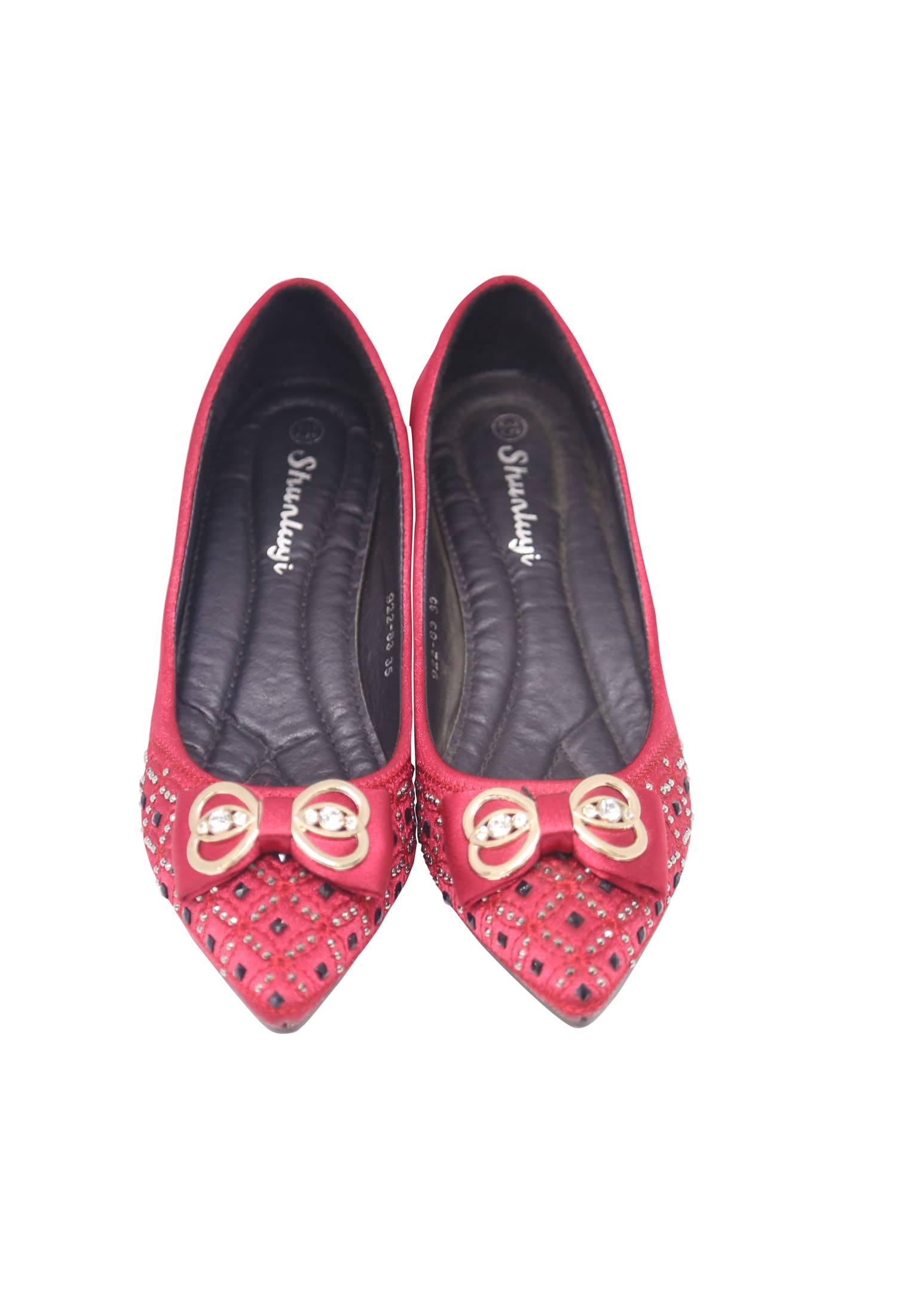 Maroon Semi Pencil Heel Fabric Shoe