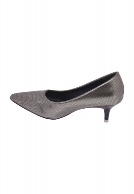 Black Semi Pencil Heel Artificial Leather Shoe