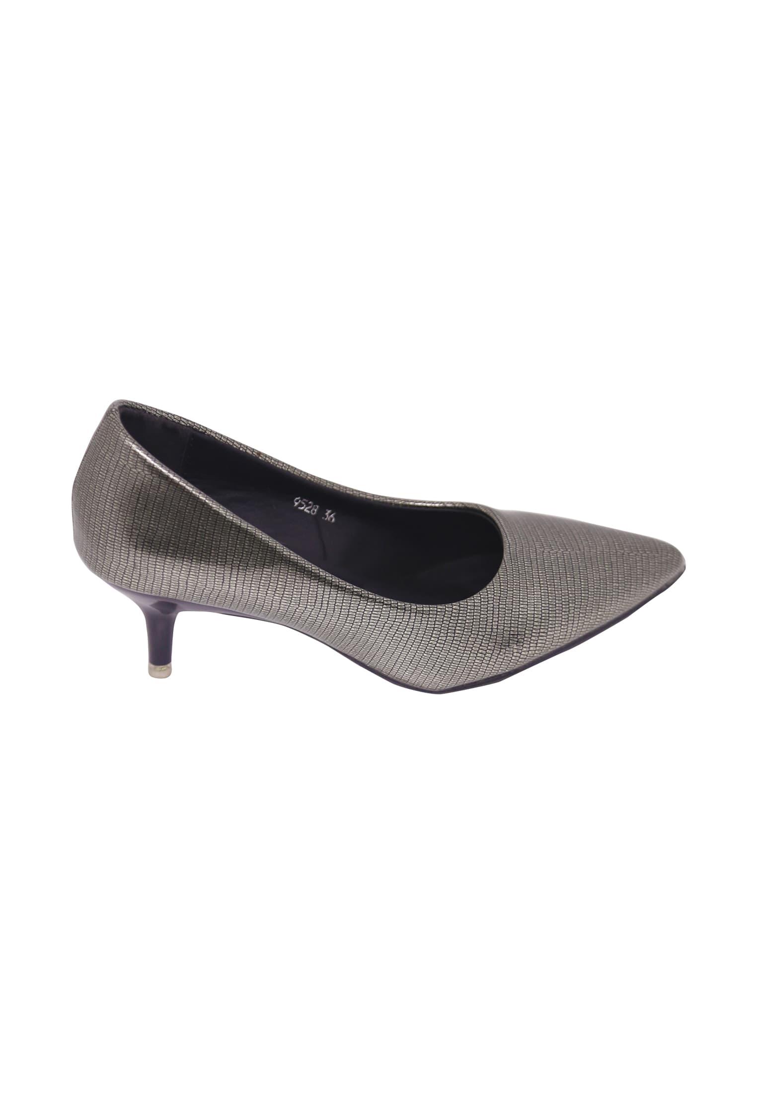 Black Semi Pencil Heel Artificial Leather Shoe
