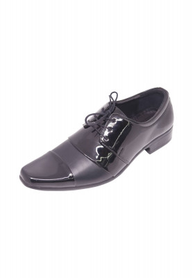 Black Pattern Leather Gents Shoe