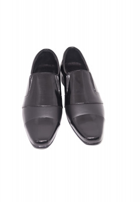 Black Chinese Pattern Leather Shoes for Men