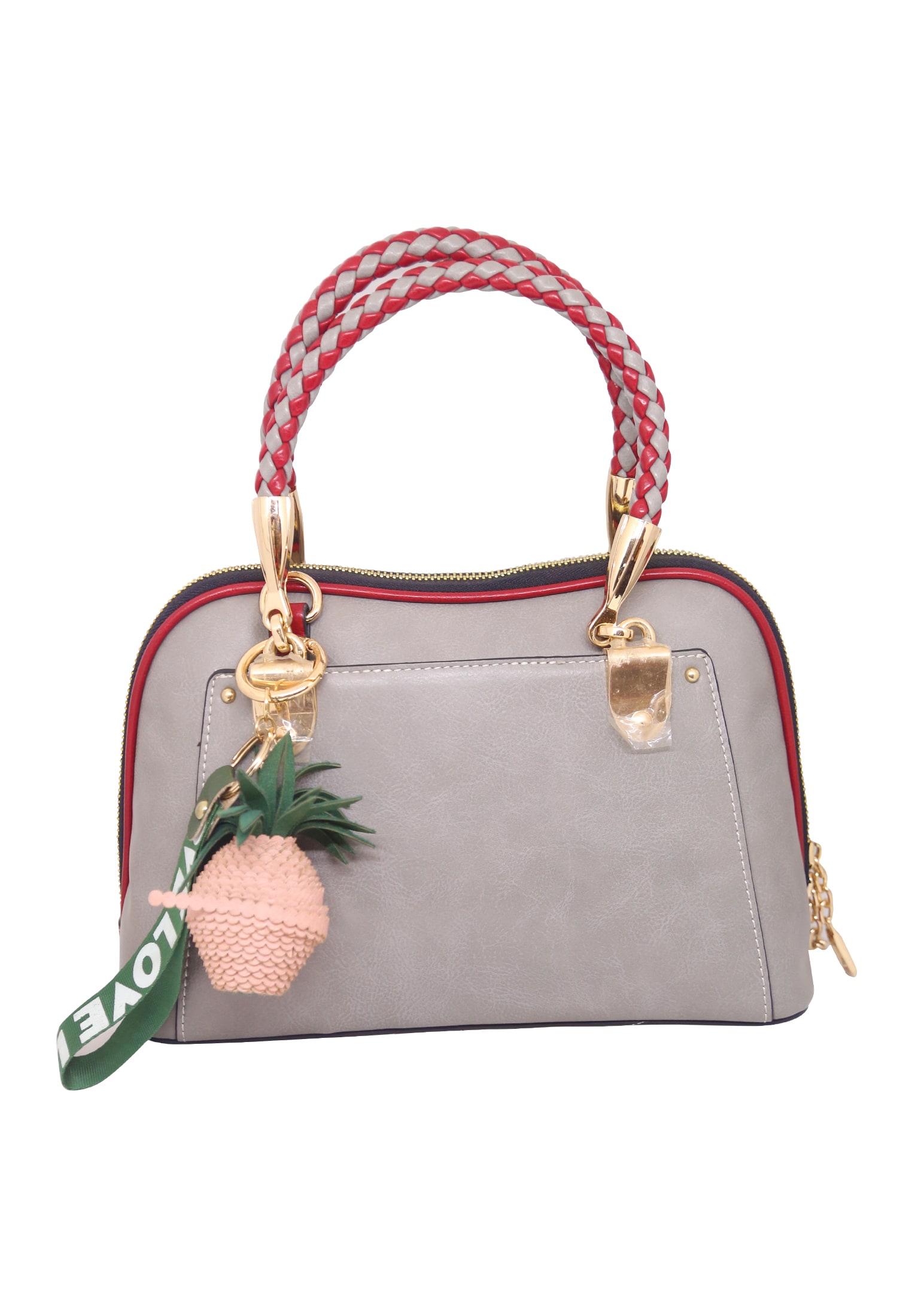 Ash and Red Leather Side Bag