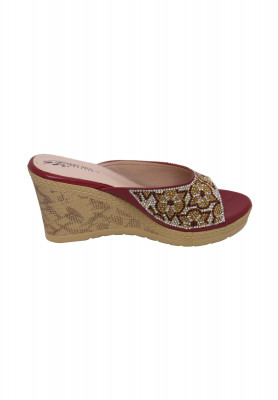 Maroon Artificial leather Box heel 