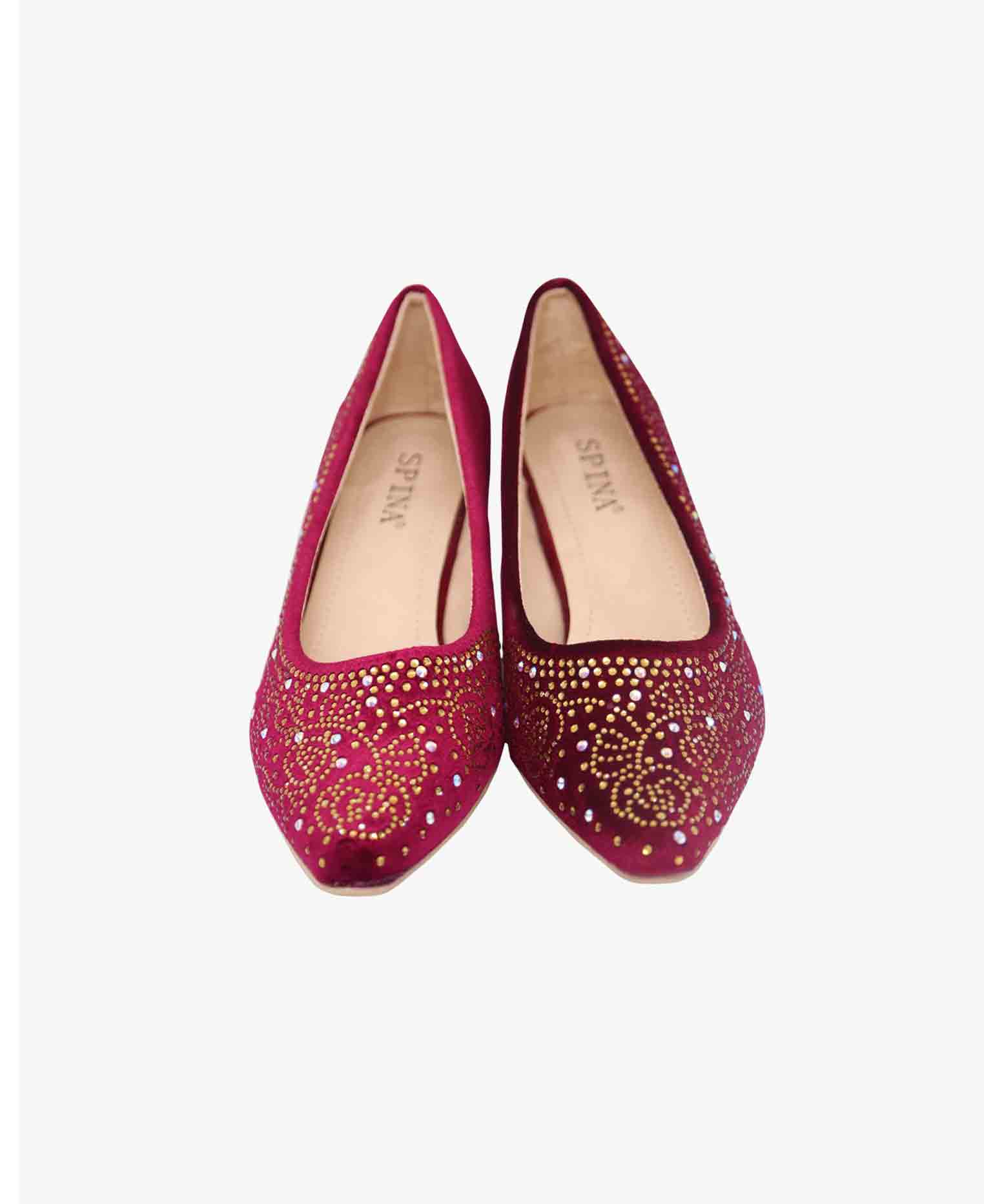 Chinese Maroon Semi Pencil Heel Shoe