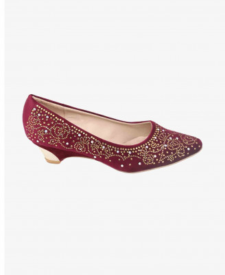 Chinese Maroon Semi Pencil Heel Shoe