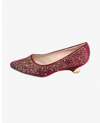 Chinese Maroon Semi Pencil Heel Shoe