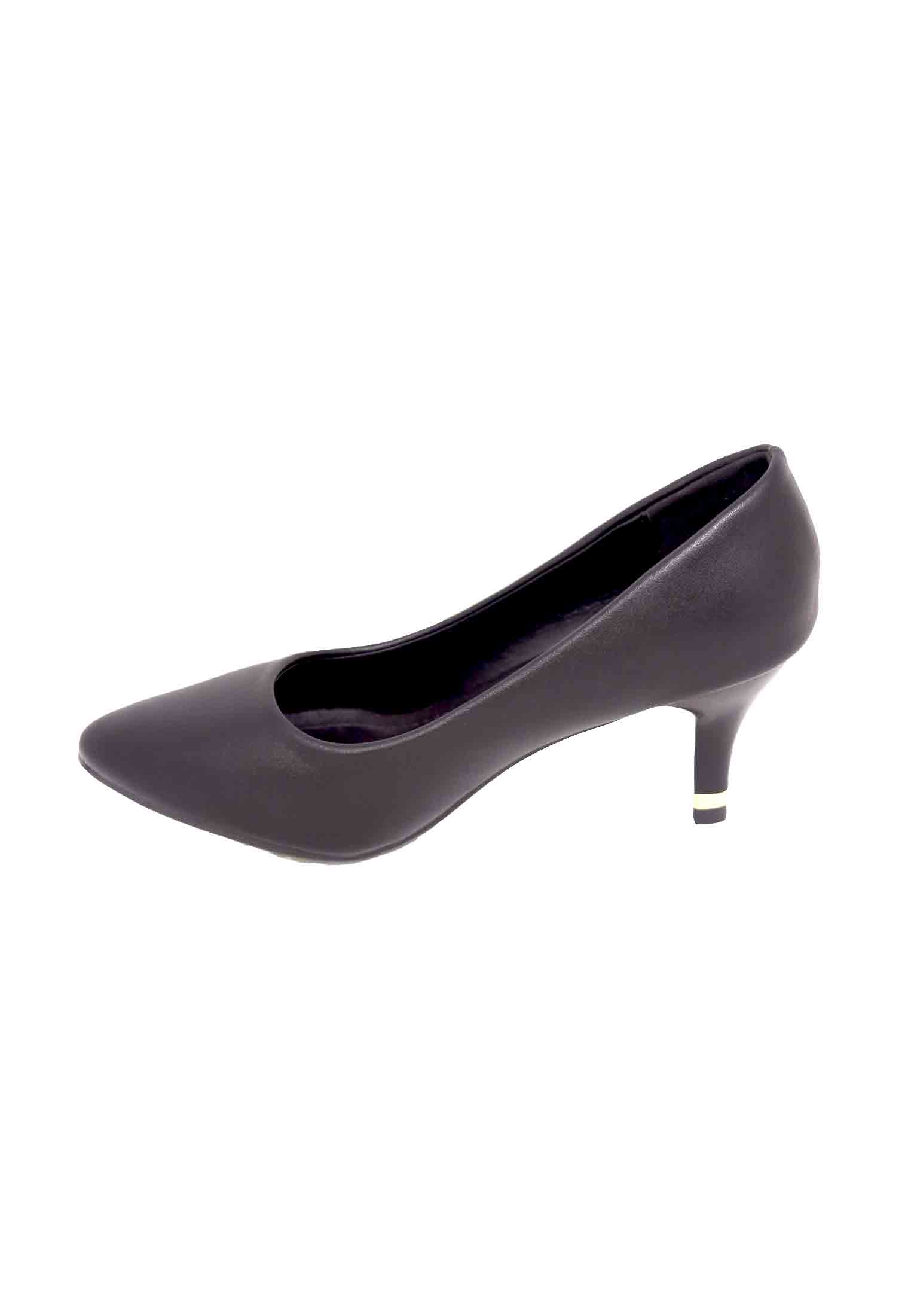 Artificial Leather Black Semi pencil  heel 