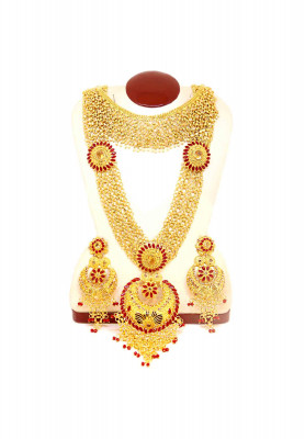 Golden Platted Stone Bridal Set