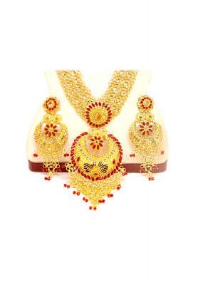 Golden Platted Stone Bridal Set